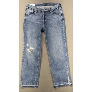 GAP Jeans Womens 30/10R Blue 90s Loose Mid Rise Straight‎ Distressed Faded Denim
